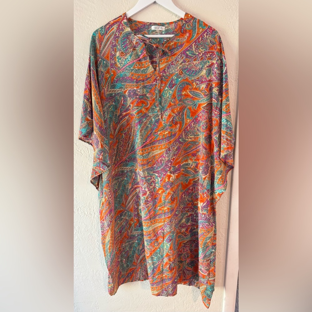 Anthropologie Vasna Printed Kaftan Dress Vacation Coverup Resortwear